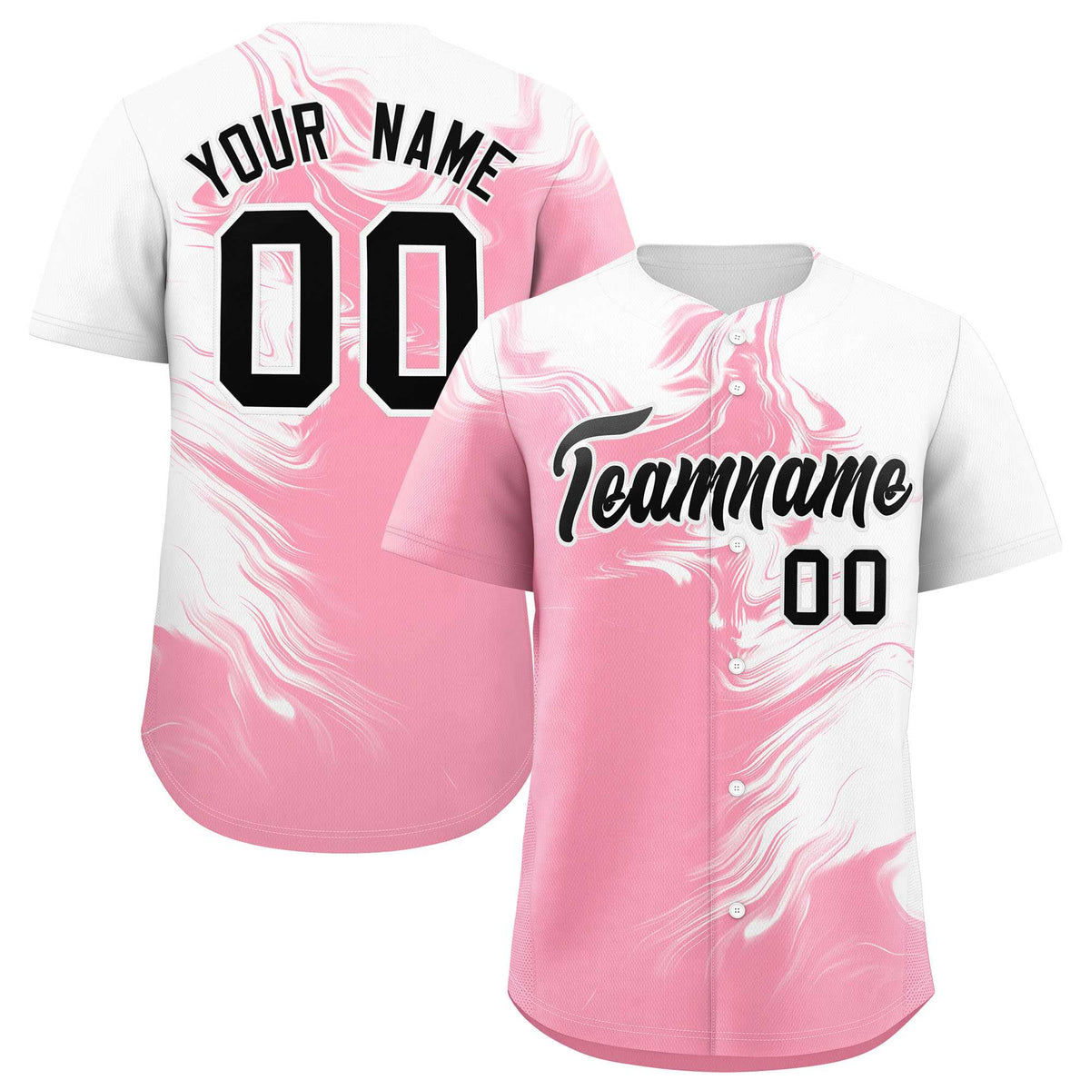 Custom White Light Pink Personalized Ink Pattern Authentic Baseball Jersey