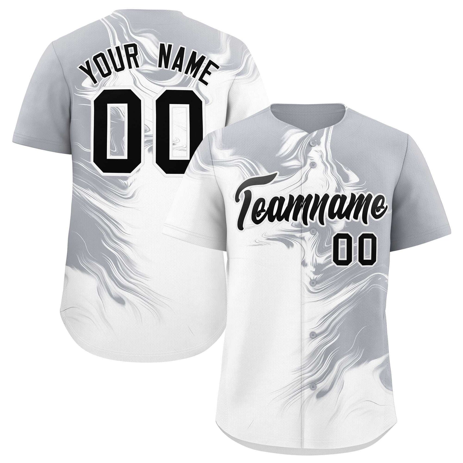Custom Gray White Personalized Ink Pattern Authentic Baseball Jersey