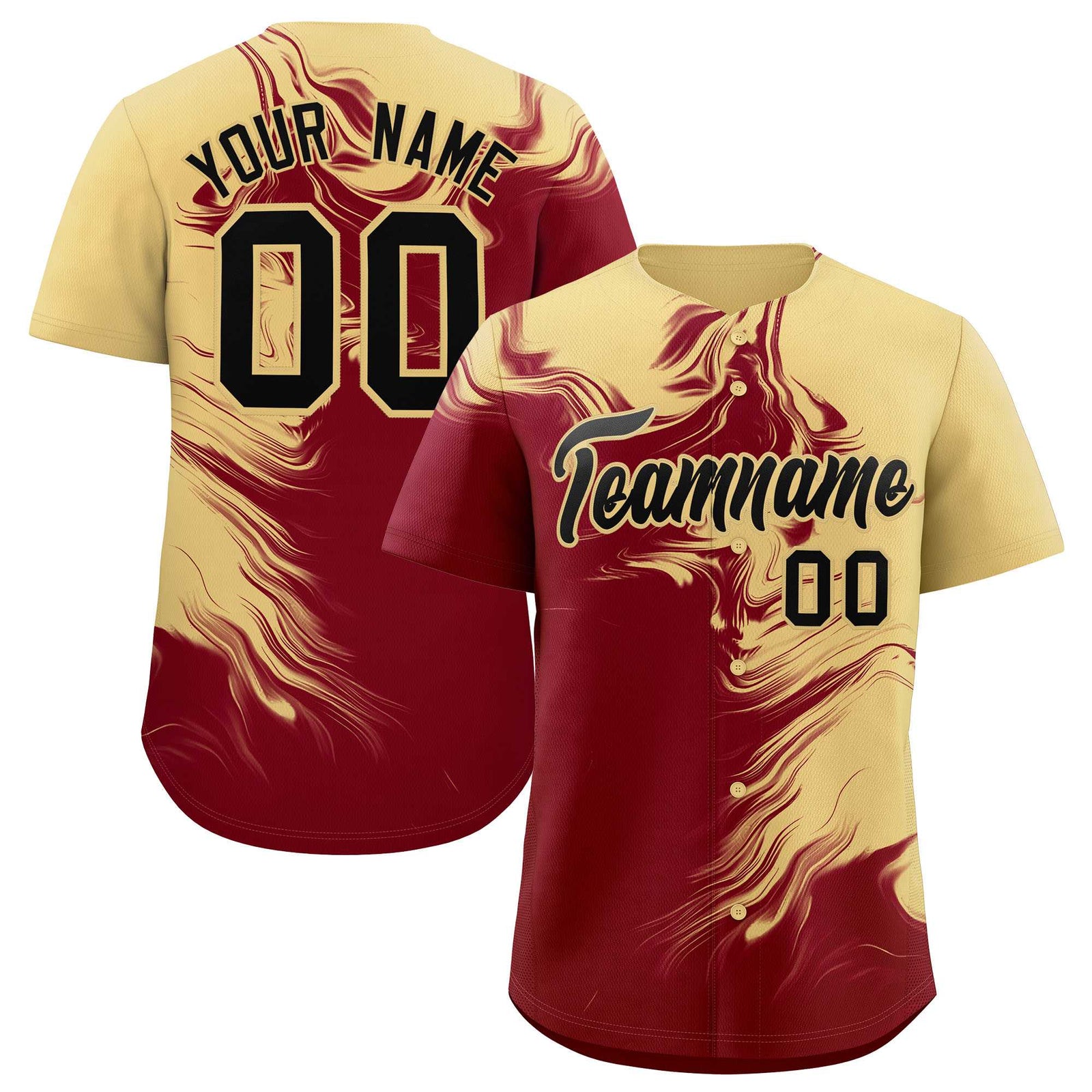 Custom Khaki Crimson Personalized Ink Pattern Authentic Baseball Jersey