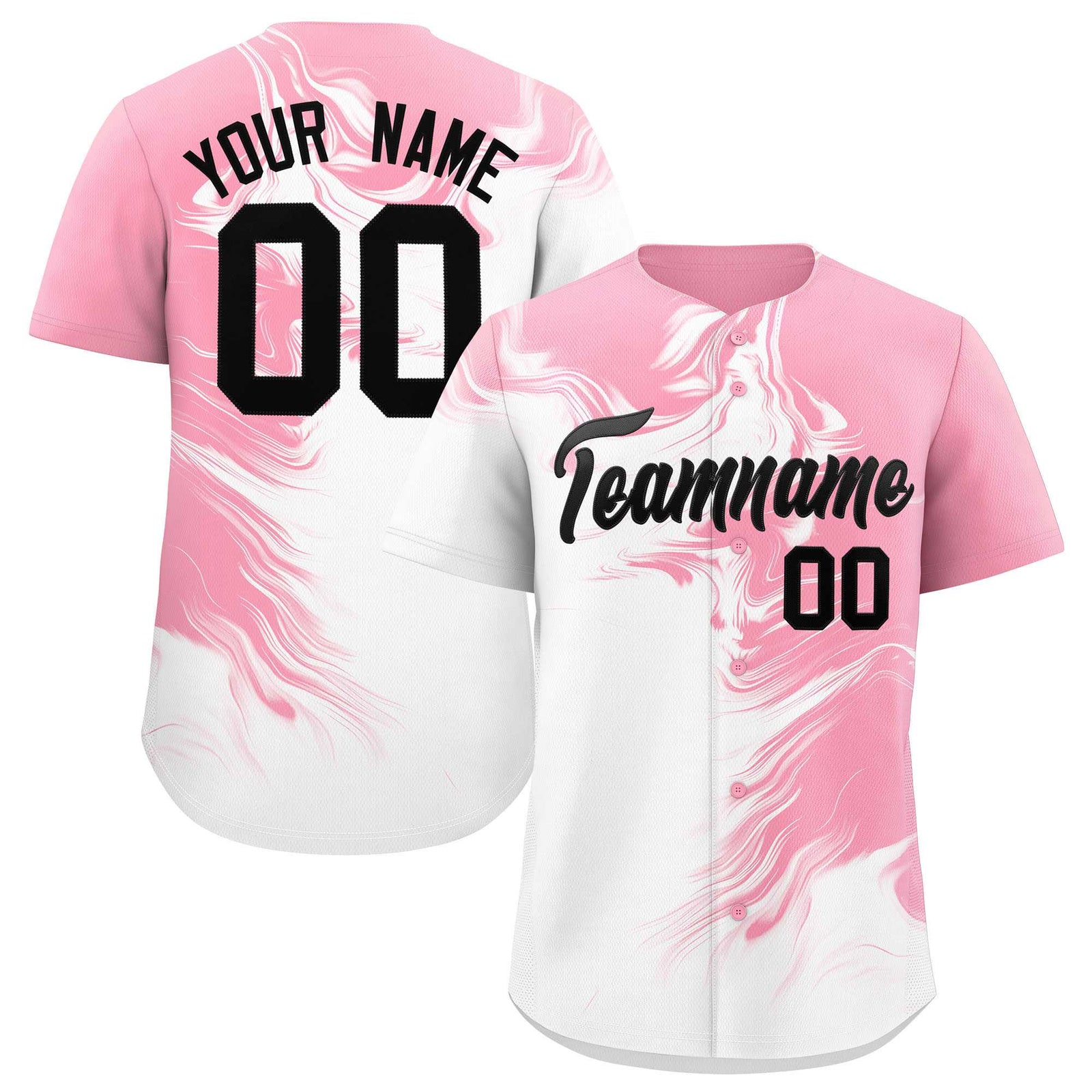Custom Light Pink White Personalized Ink Pattern Authentic Baseball Jersey