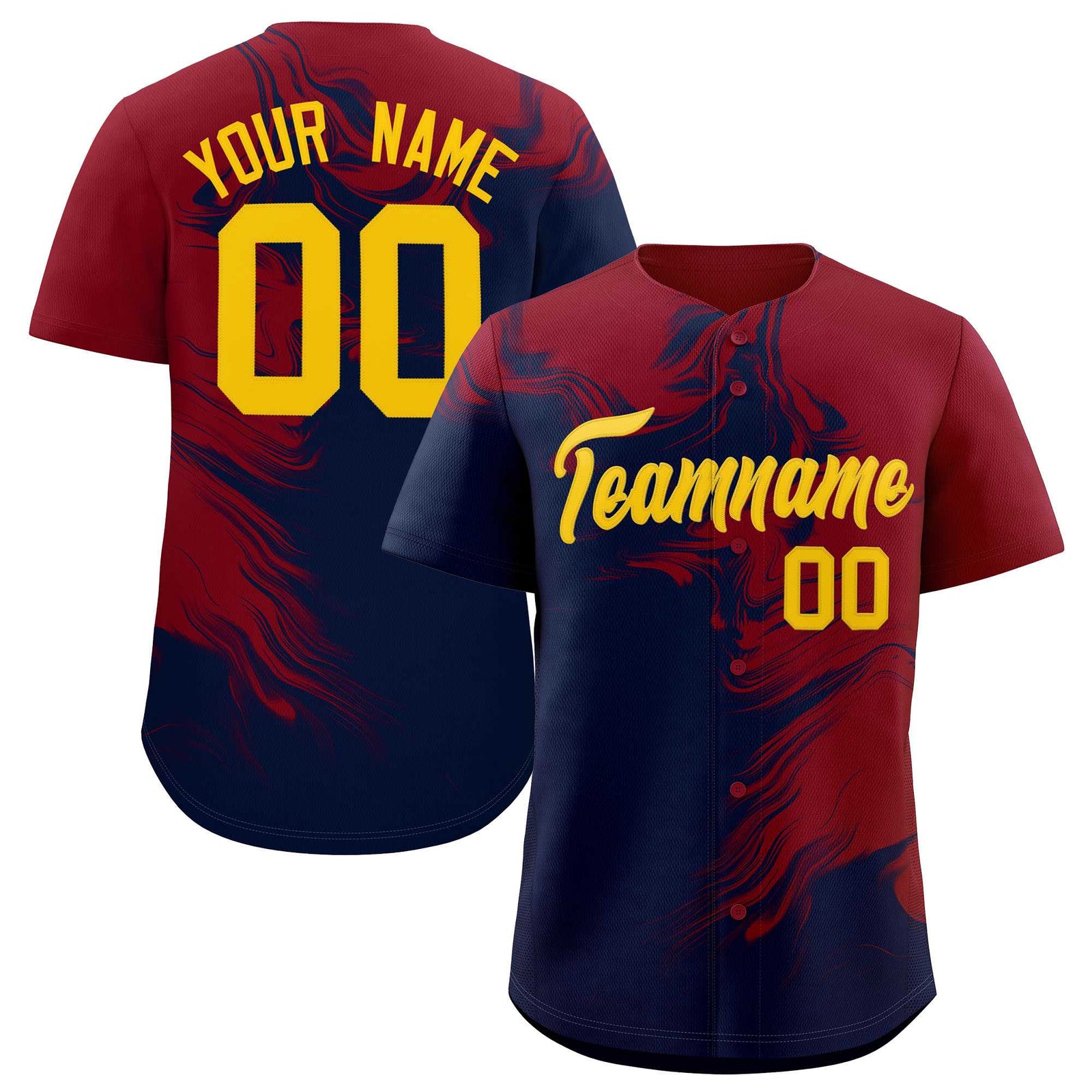 Custom Crimson Navy Personalized Ink Pattern Authentic Baseball Jersey