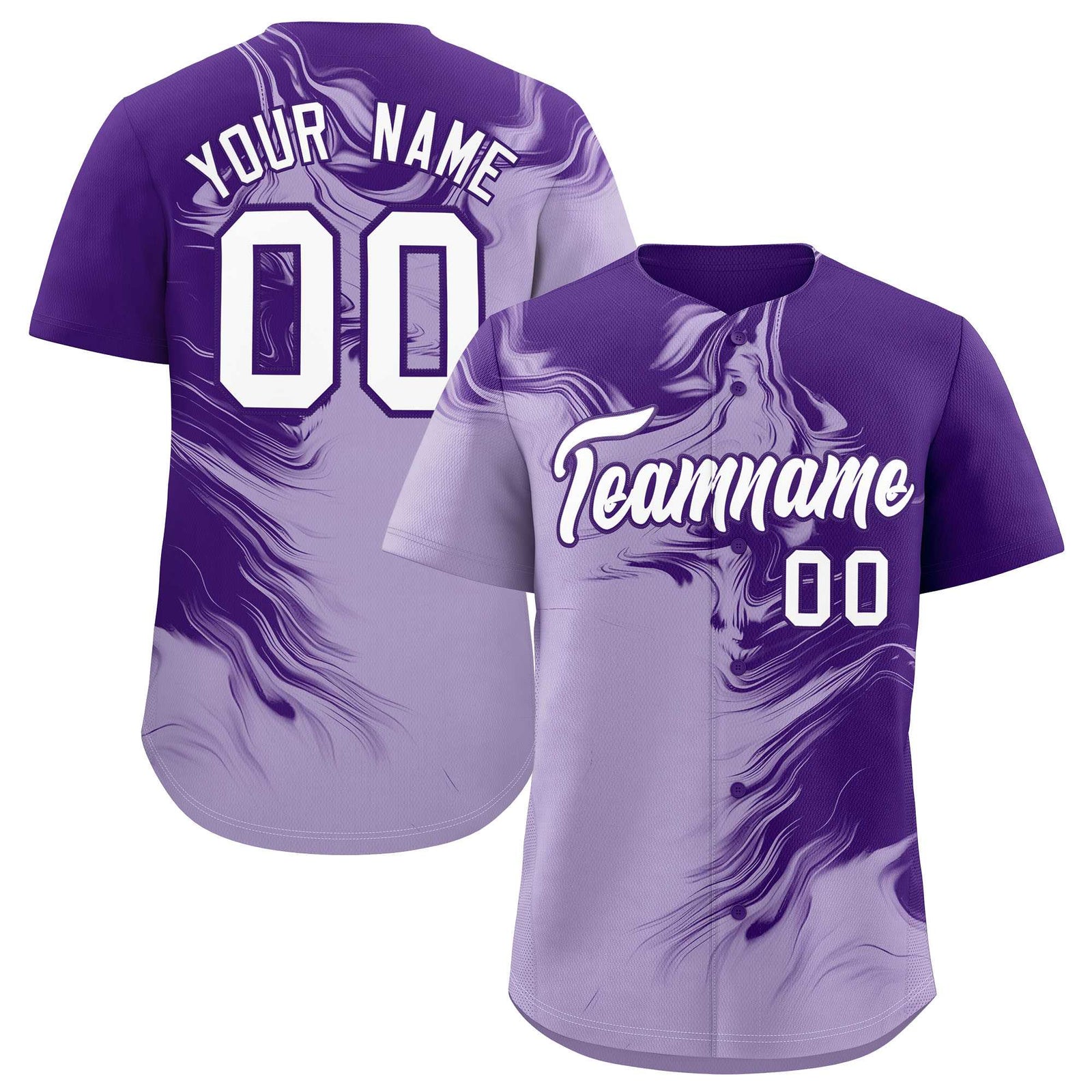 Custom Purple Light Purple Personalized Ink Pattern Authentic Baseball Jersey