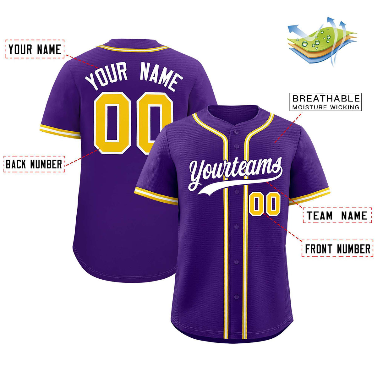 Custom Purple Classic Style Authentic Baseball Jersey