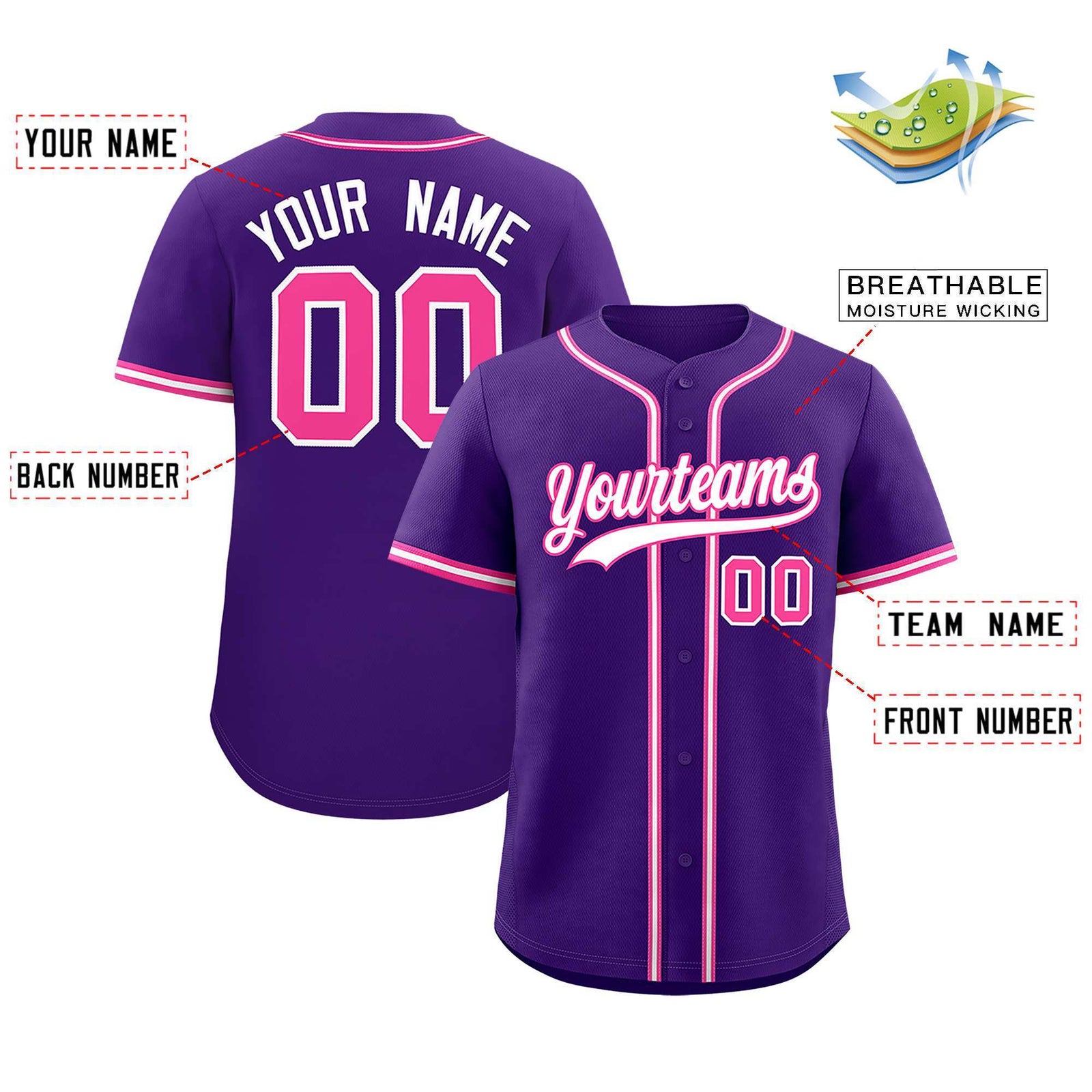 Custom Purple Classic Style Authentic Baseball Jersey
