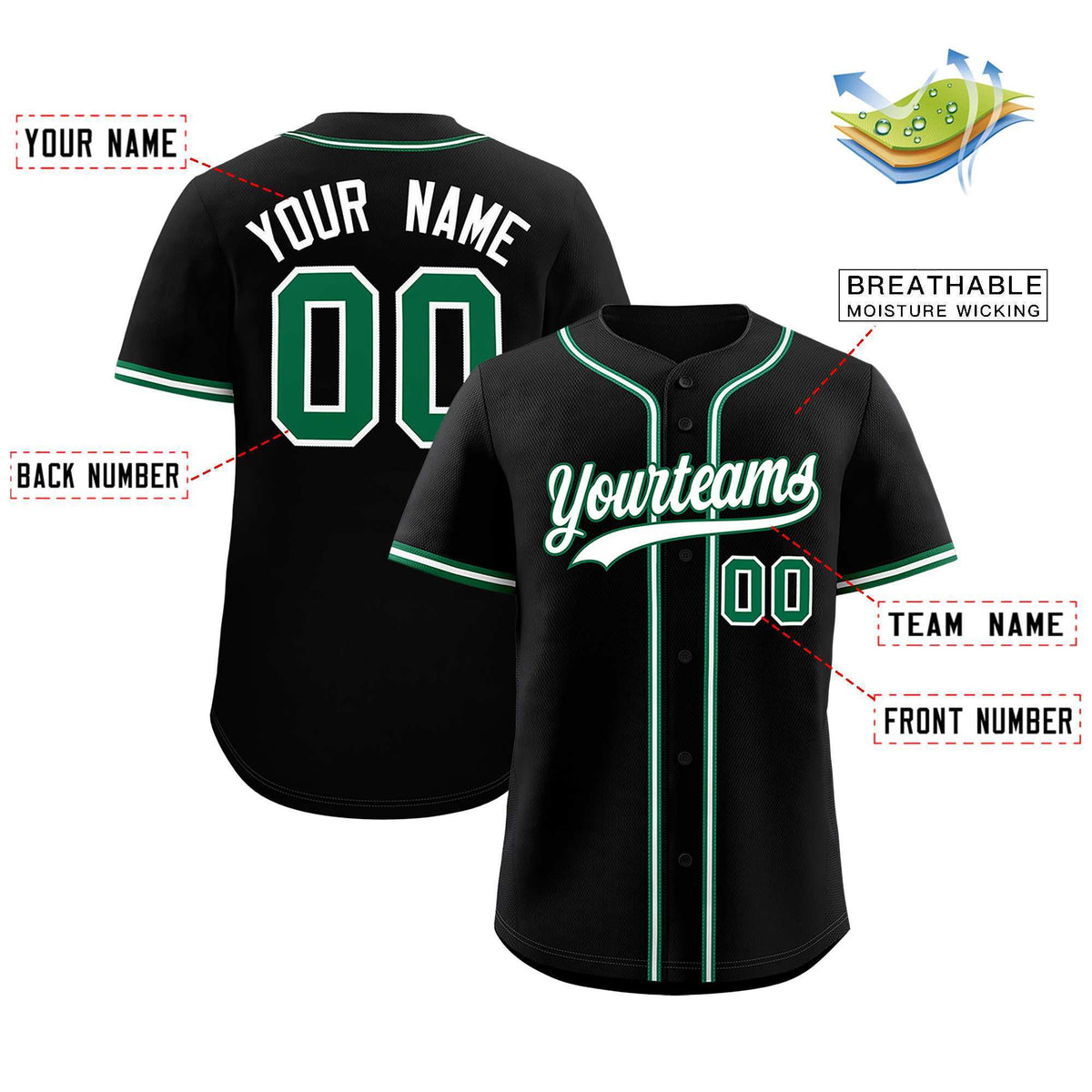 Custom Black Classic Style Authentic Baseball Jersey
