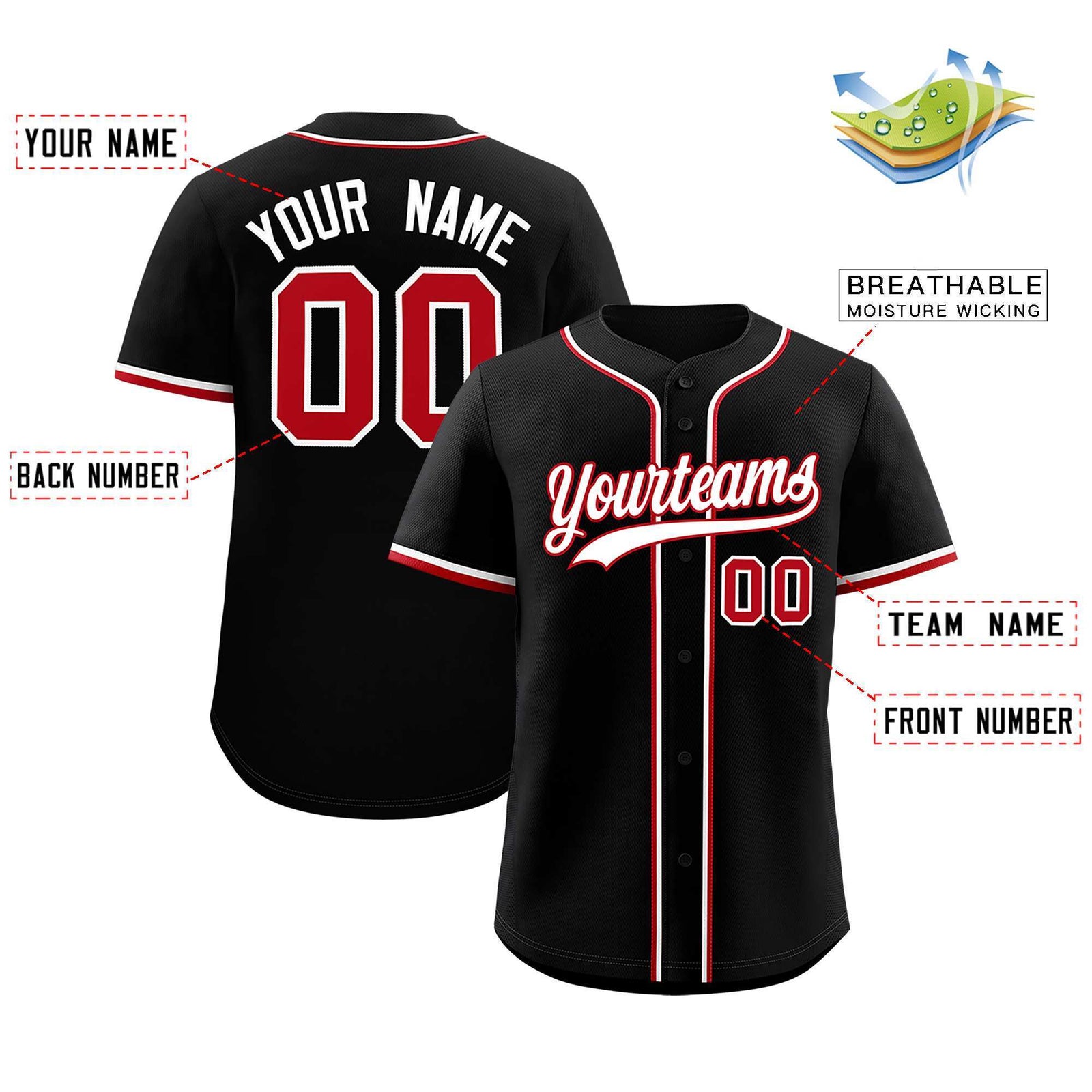 Custom Black Classic Style Authentic Baseball Jersey