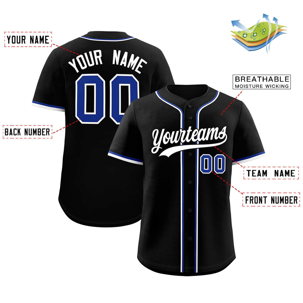 Custom Black Classic Style Authentic Baseball Jersey