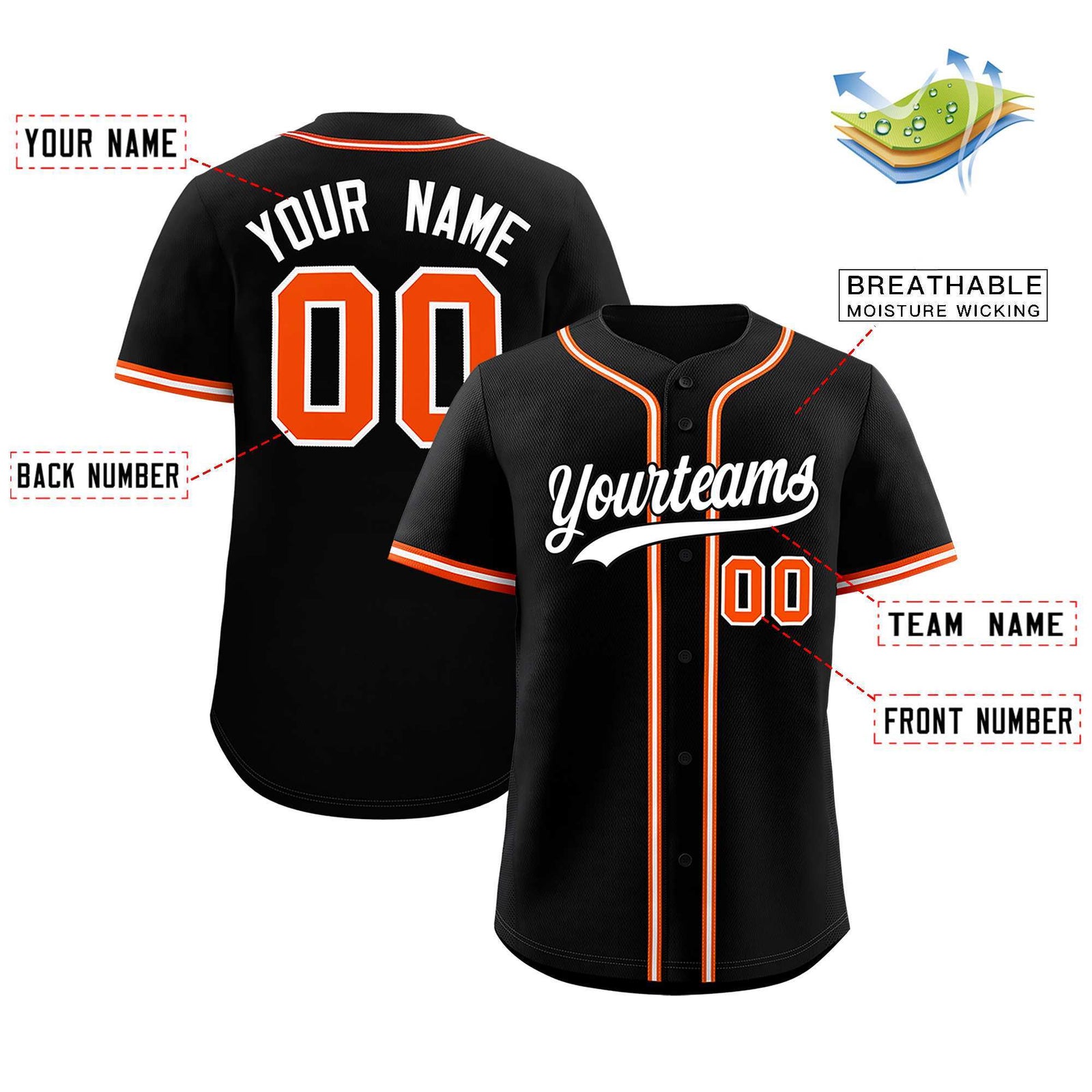 Custom Black Classic Style Authentic Baseball Jersey