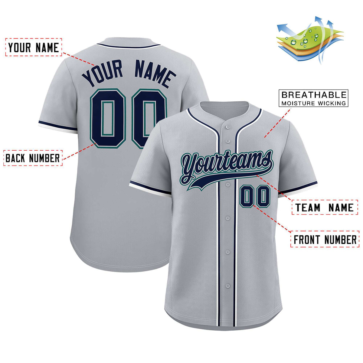 Custom Gray Classic Style Authentic Baseball Jersey