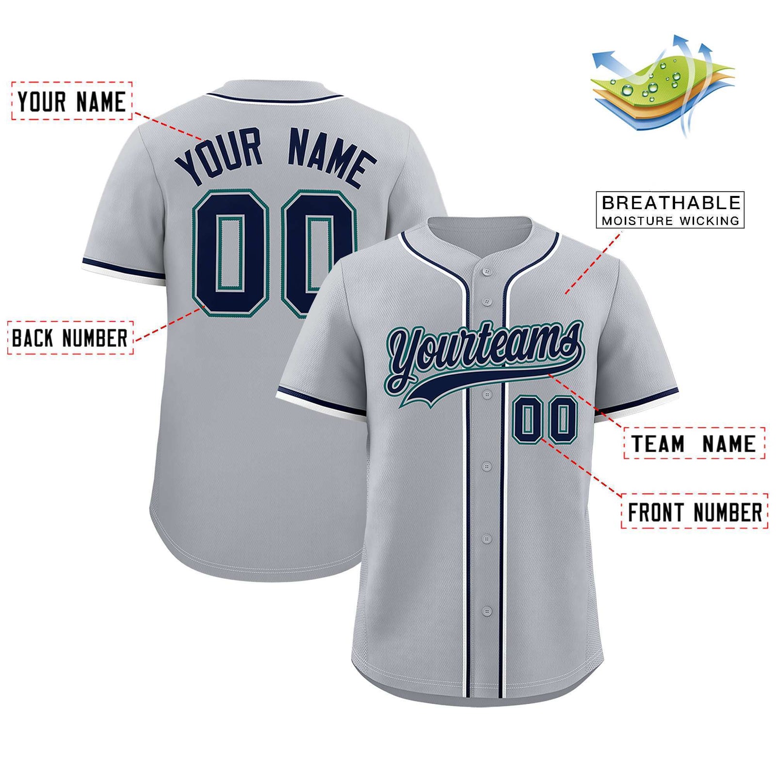 Custom Gray Classic Style Authentic Baseball Jersey