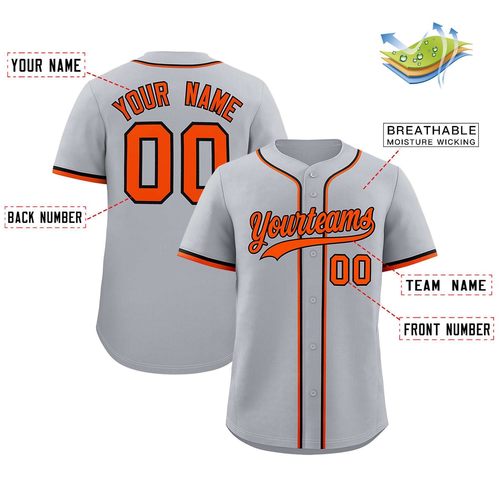 Custom Gray Classic Style Authentic Baseball Jersey