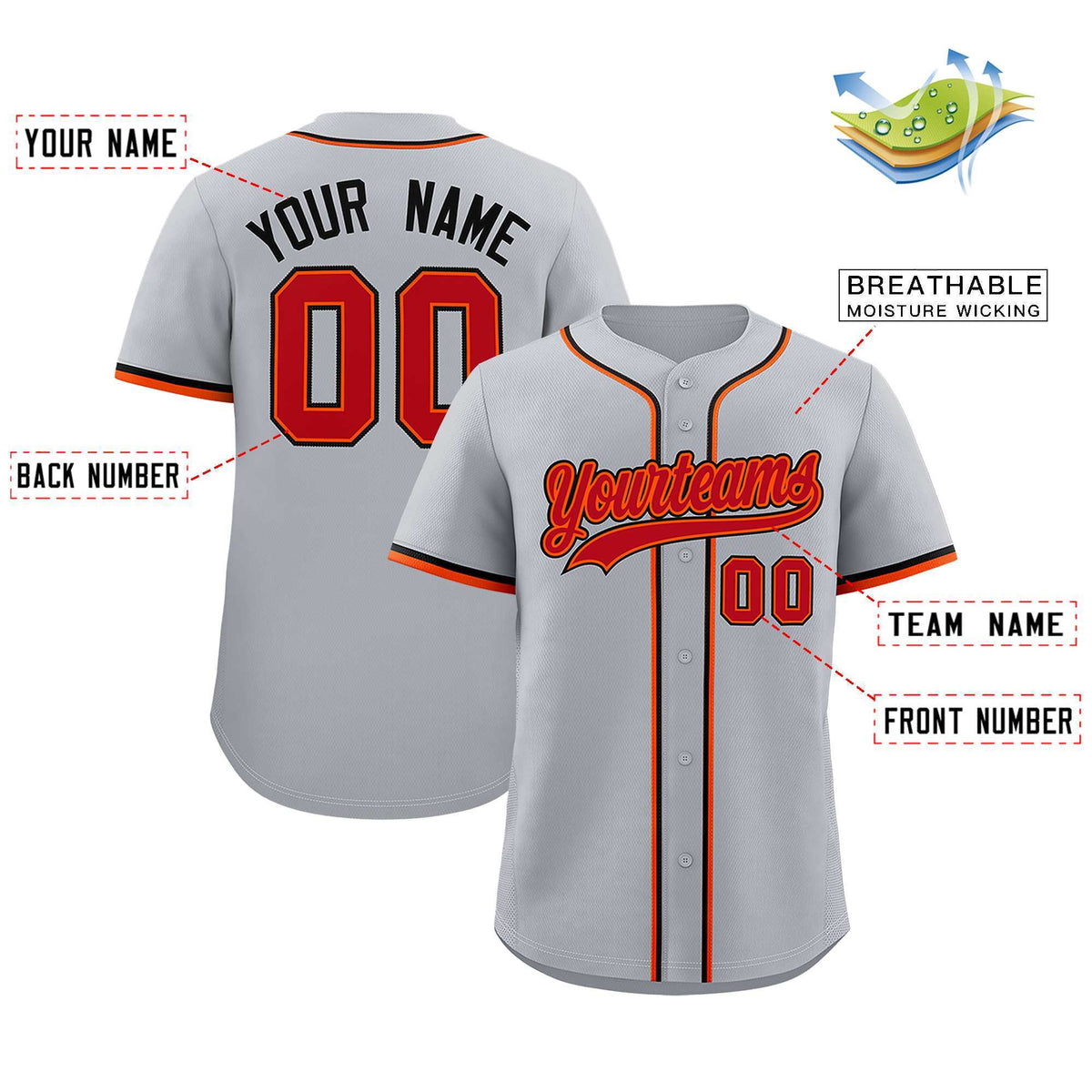 Custom Gray Classic Style Authentic Baseball Jersey