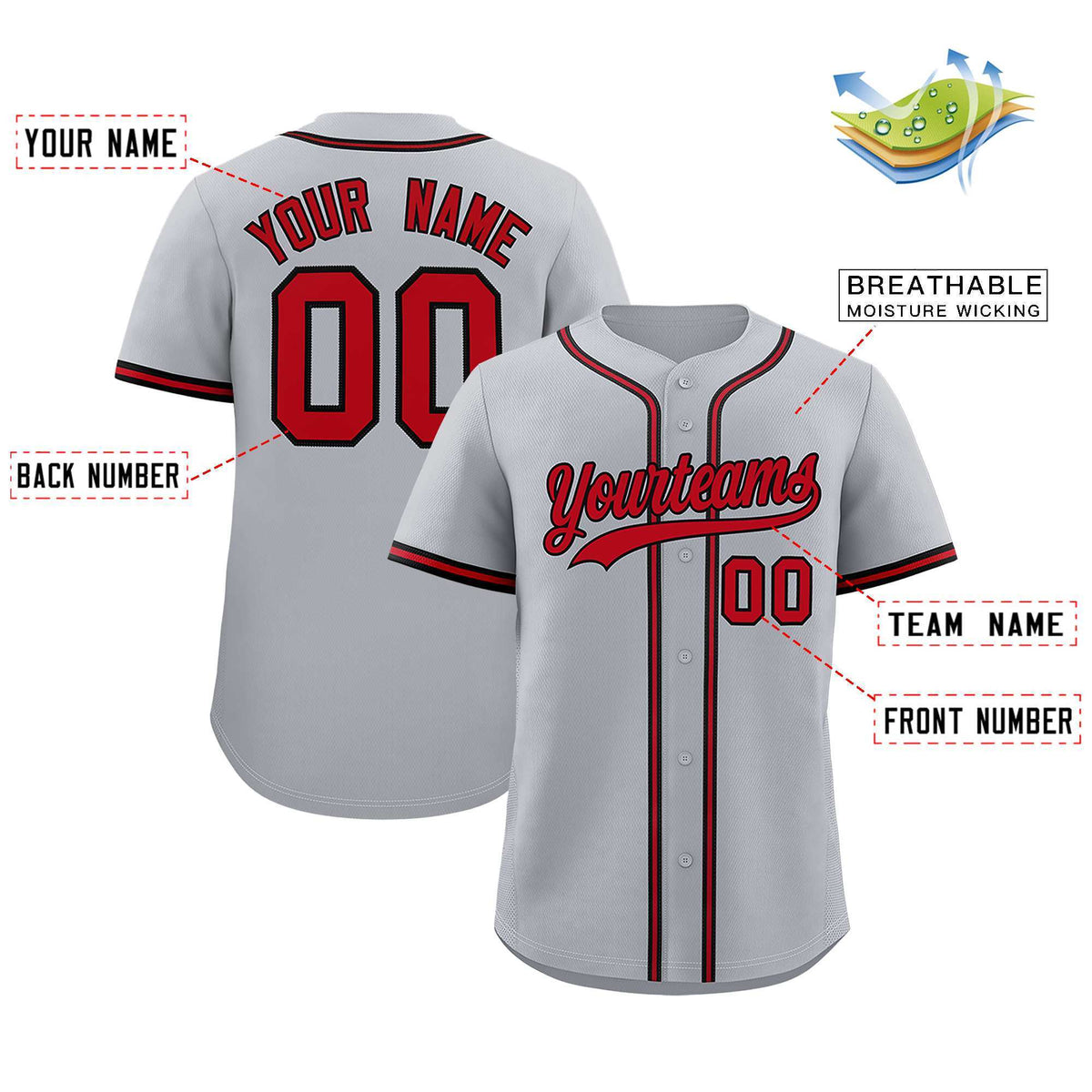 Custom Gray Classic Style Authentic Baseball Jersey