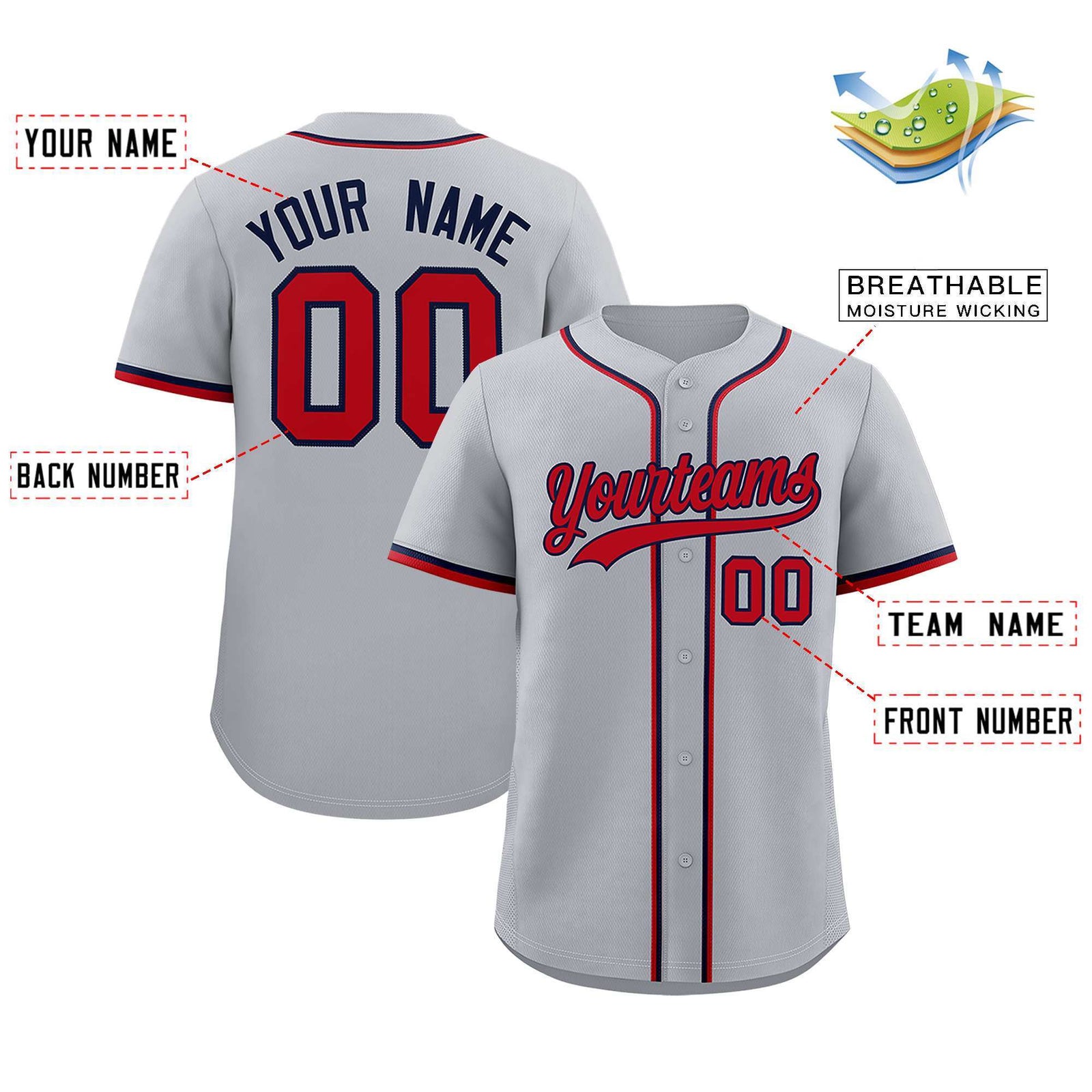 Custom Gray Classic Style Authentic Baseball Jersey