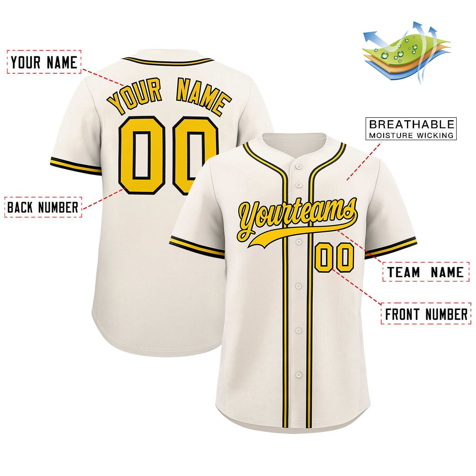 Custom Cream Classic Style Authentic Baseball Jersey