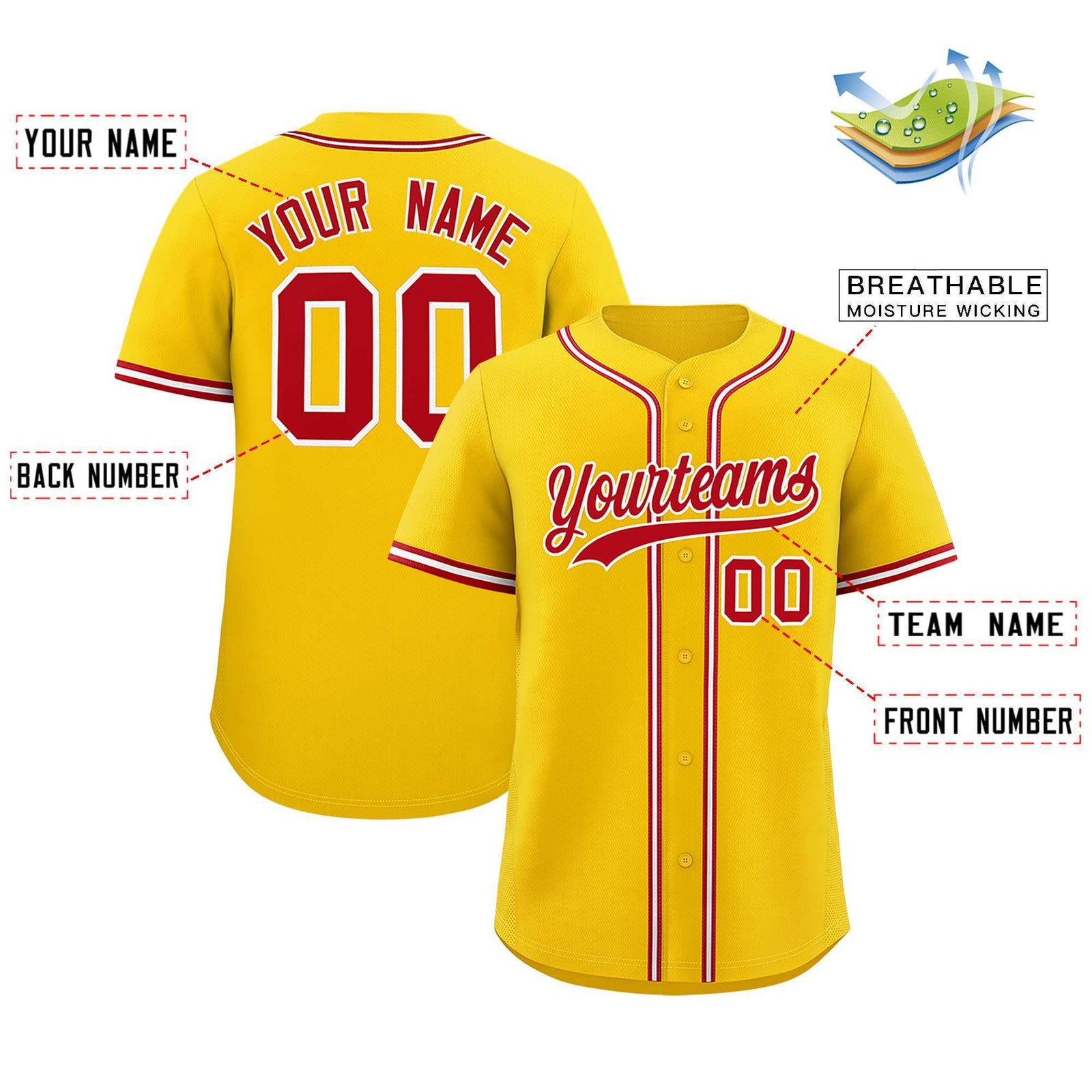 Custom Gold Classic Style Authentic Baseball Jersey