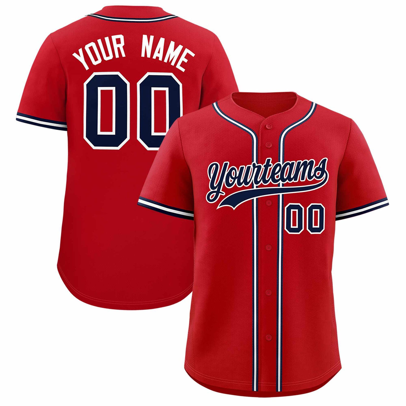 Custom Red Classic Style Authentic Baseball Jersey