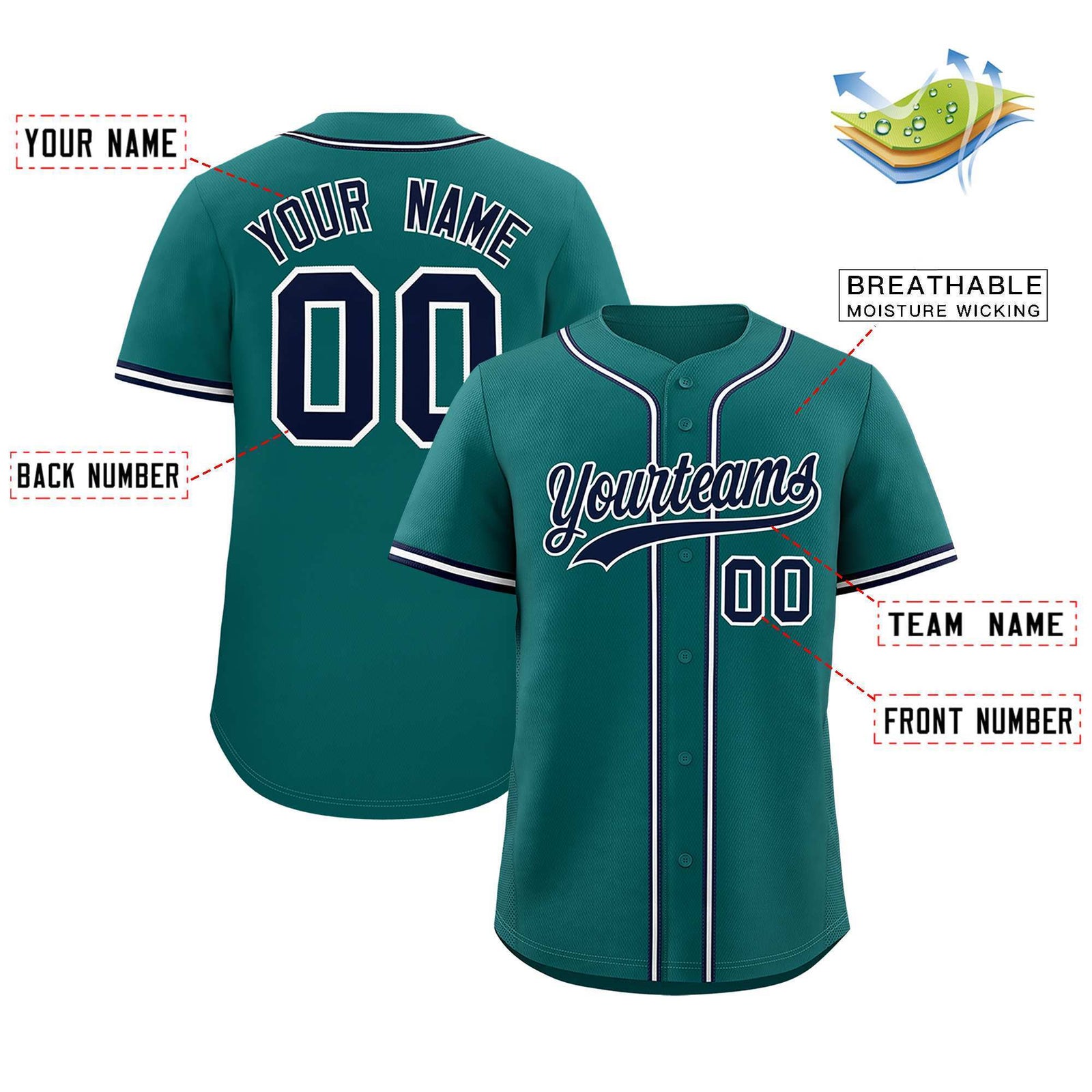 Custom Aqua Classic Style Authentic Baseball Jersey