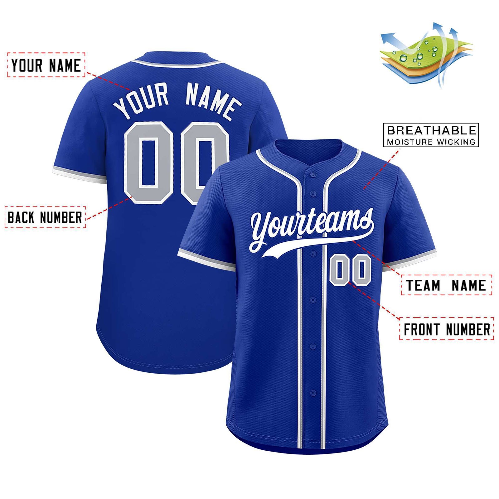 Custom Royal Classic Style Authentic Baseball Jersey