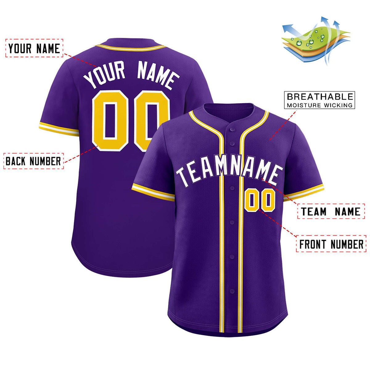 Custom Purple Classic Style Authentic Baseball Jersey