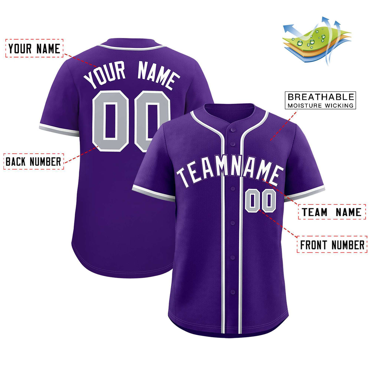 Custom Purple Classic Style Authentic Baseball Jersey
