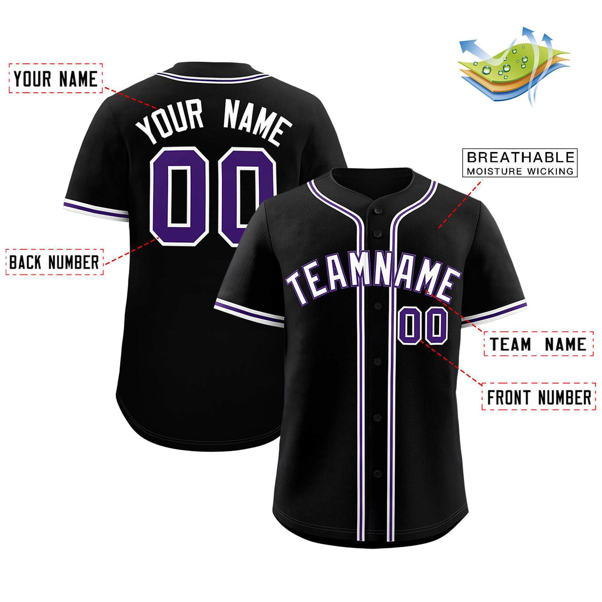 Custom Black Classic Style Authentic Baseball Jersey