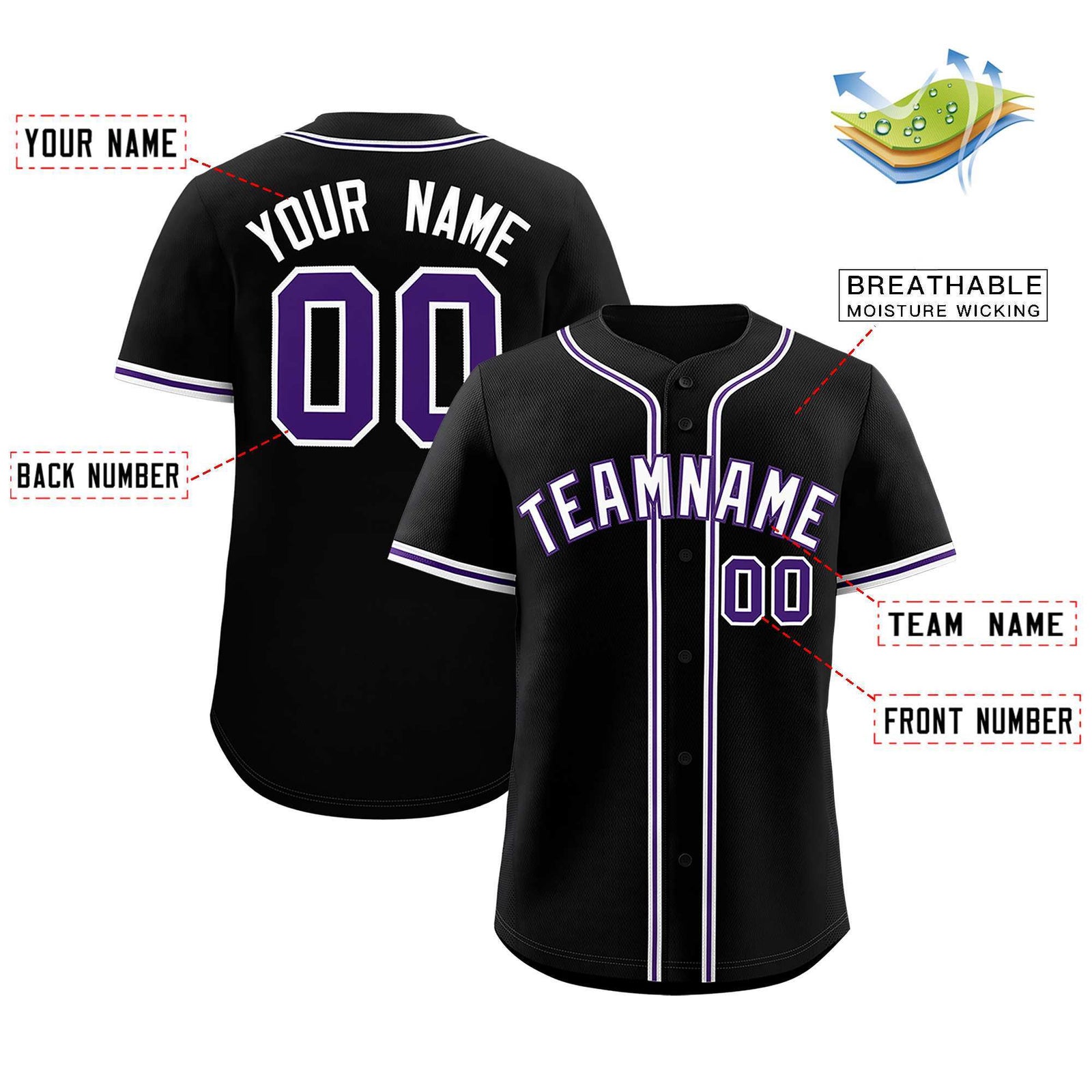 Custom Black Classic Style Authentic Baseball Jersey