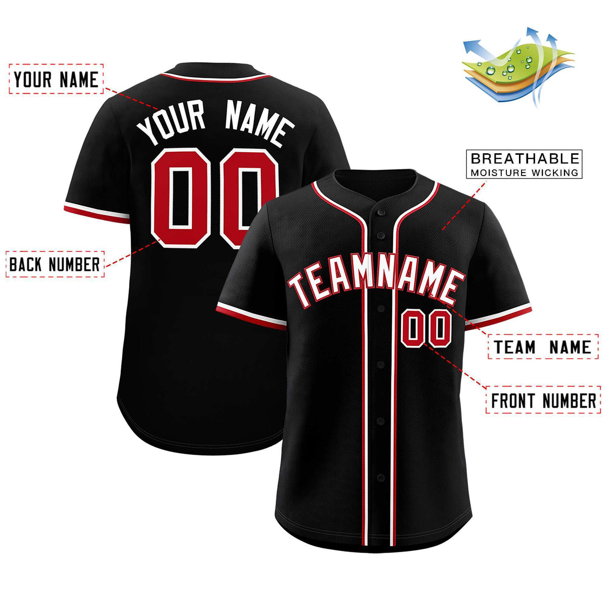 Custom Black Classic Style Authentic Baseball Jersey