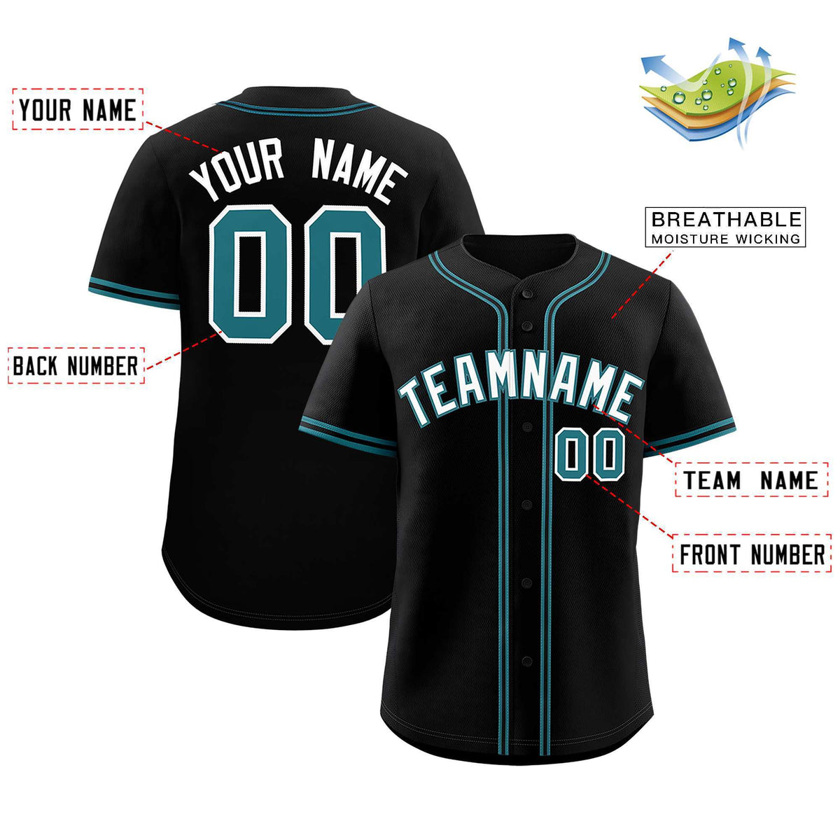 Custom Black Classic Style Authentic Baseball Jersey