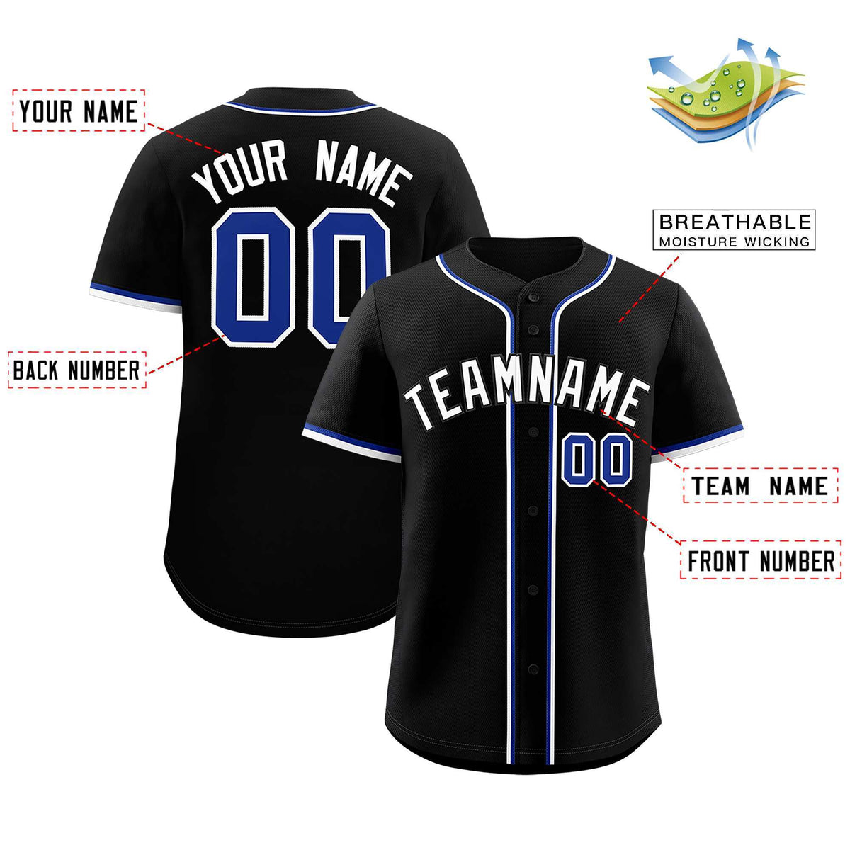 Custom Black Classic Style Authentic Baseball Jersey