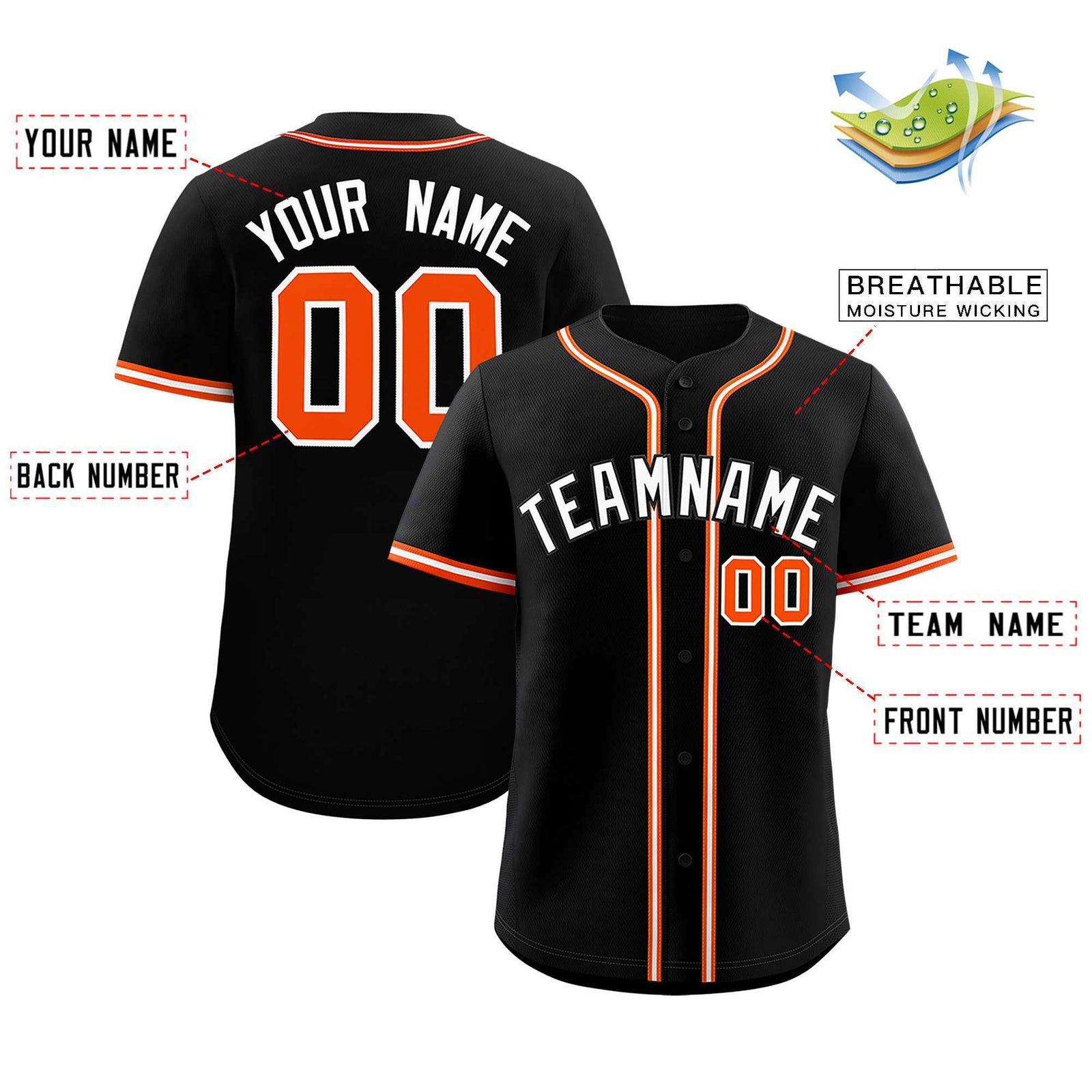 Custom Black Classic Style Authentic Baseball Jersey