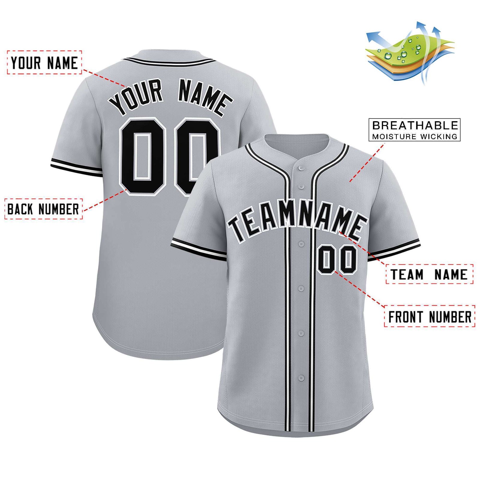 Custom Gray Classic Style Authentic Baseball Jersey