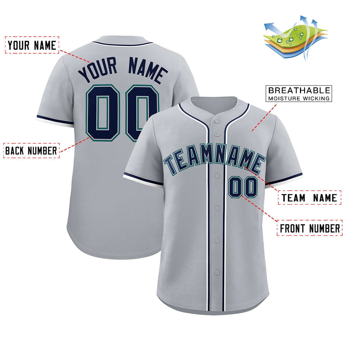 Custom Gray Classic Style Authentic Baseball Jersey