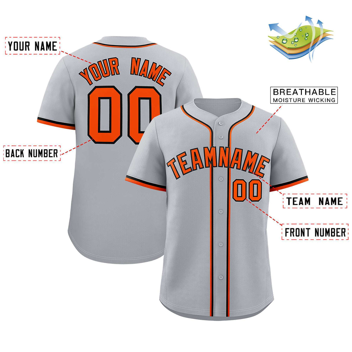 Custom Gray Classic Style Authentic Baseball Jersey