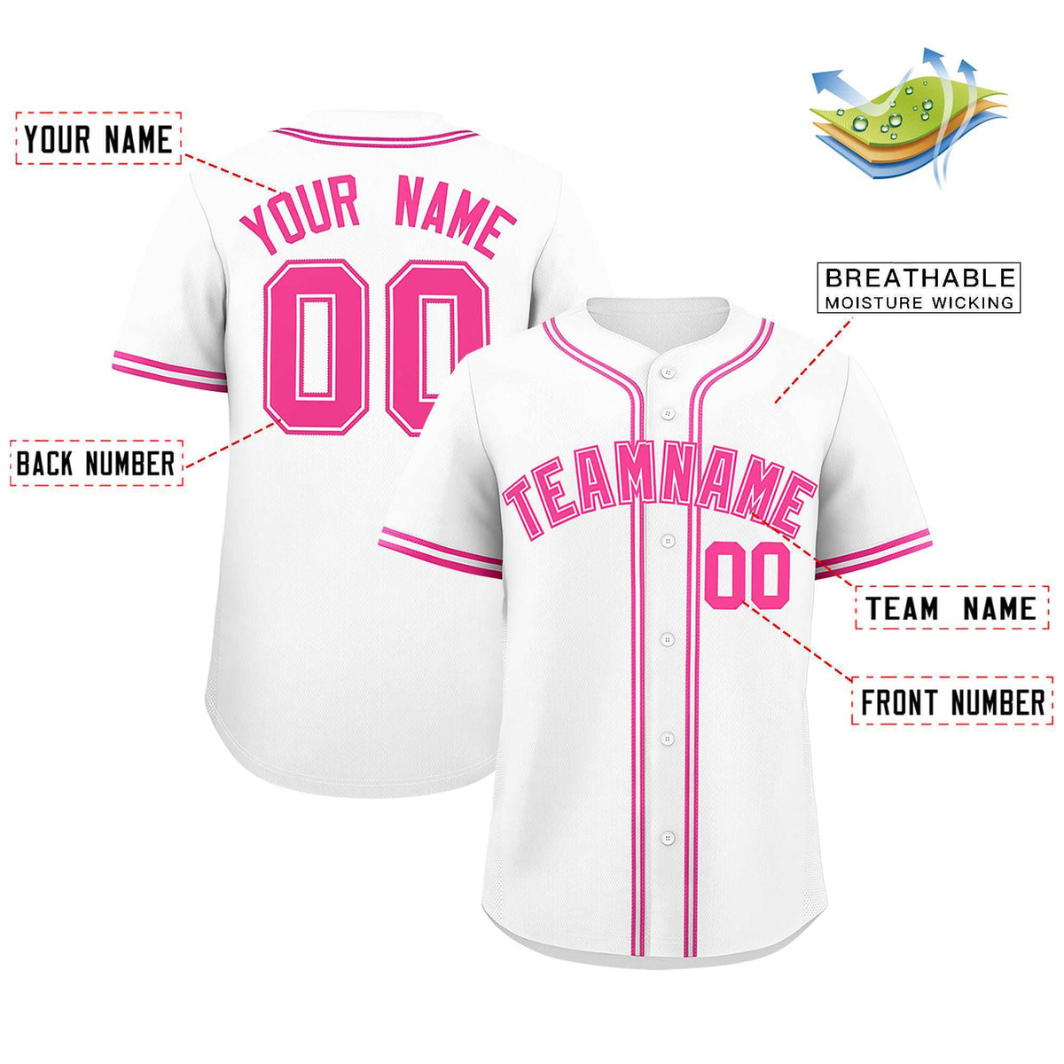 Custom White Classic Style Authentic Baseball Jersey