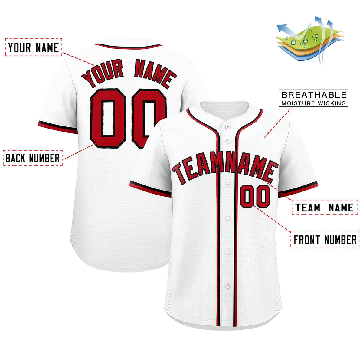 Custom White Classic Style Authentic Baseball Jersey