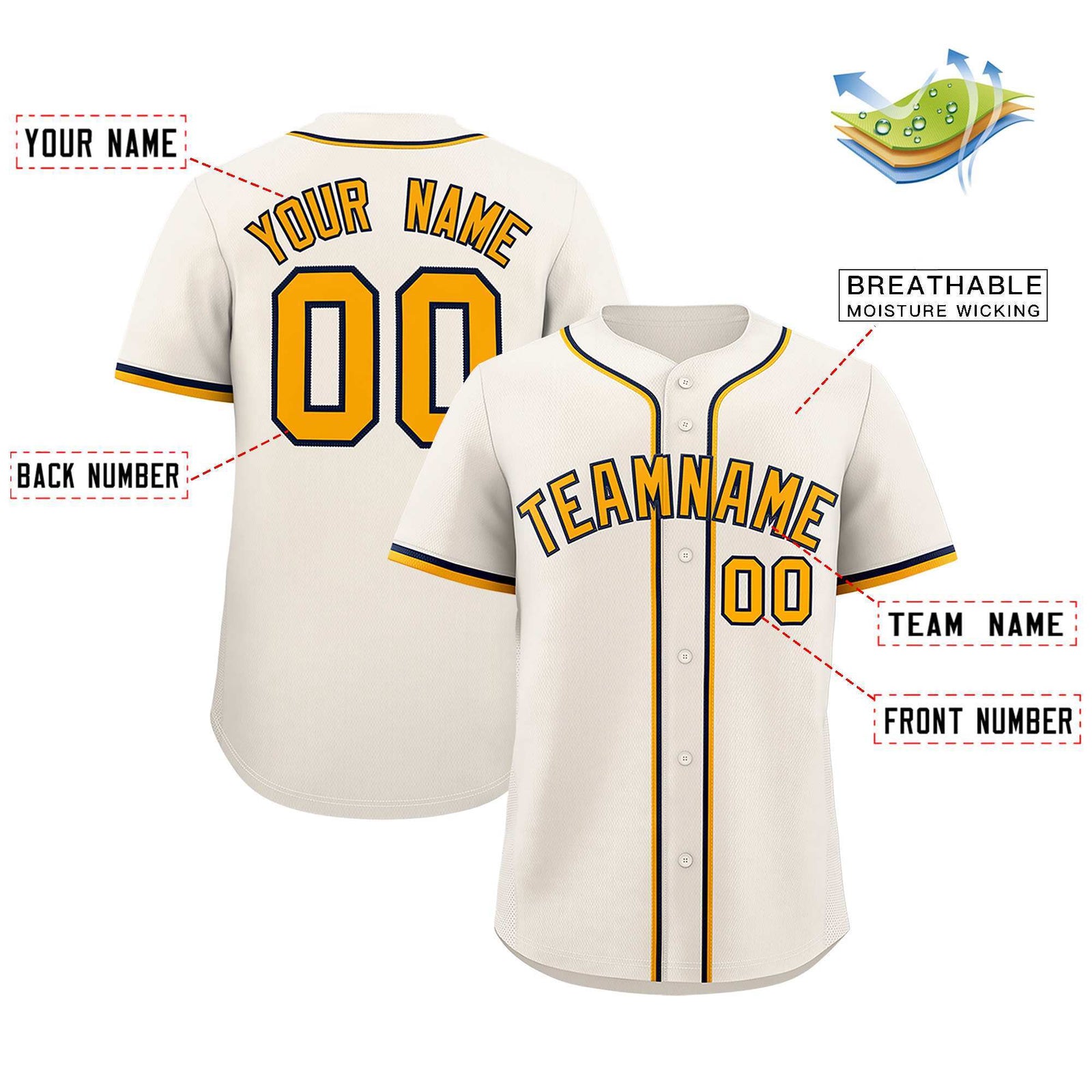 Custom Cream Classic Style Authentic Baseball Jersey