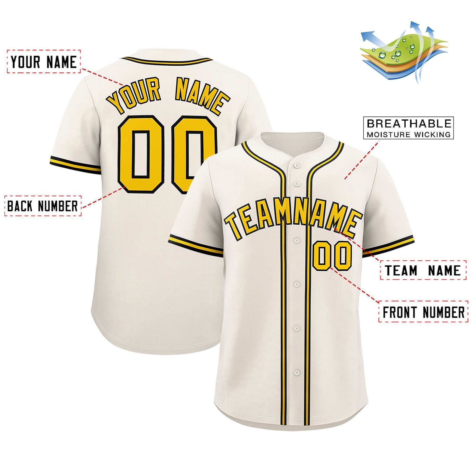Custom Cream Classic Style Authentic Baseball Jersey