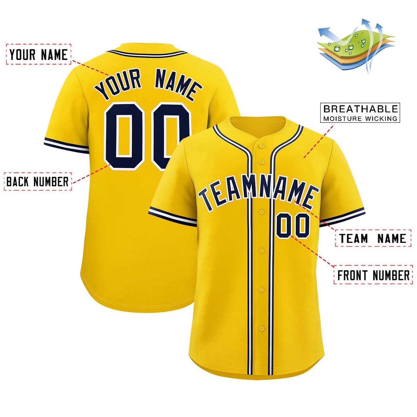 Custom Gold Classic Style Authentic Baseball Jersey