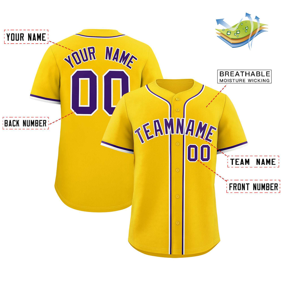 Custom Gold Classic Style Authentic Baseball Jersey