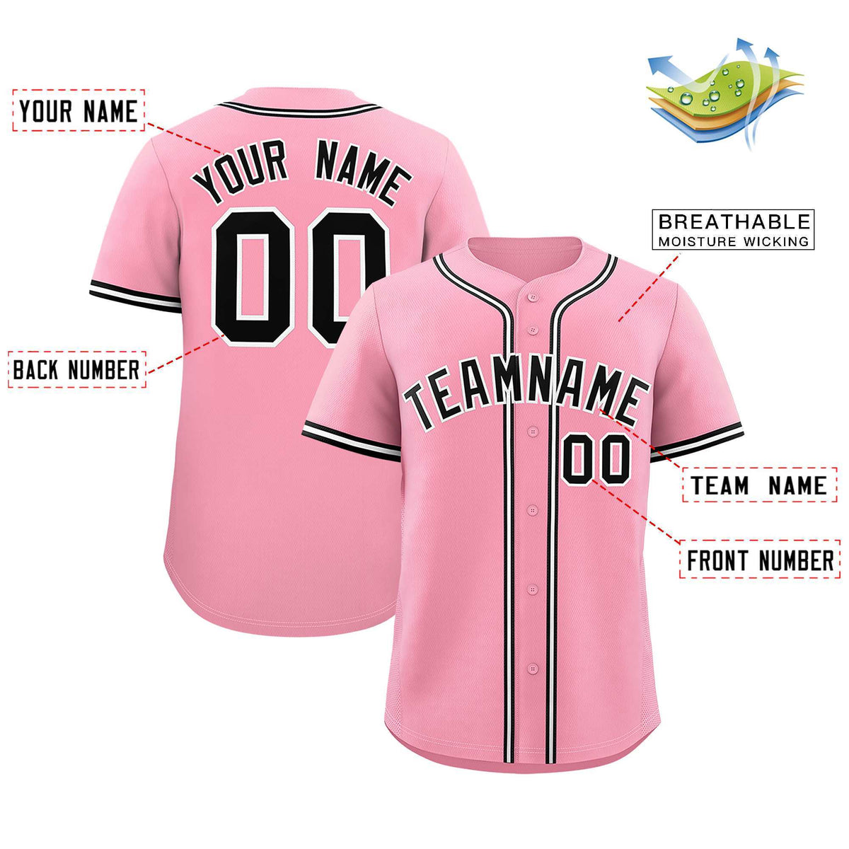 Custom Light Pink Classic Style Authentic Baseball Jersey
