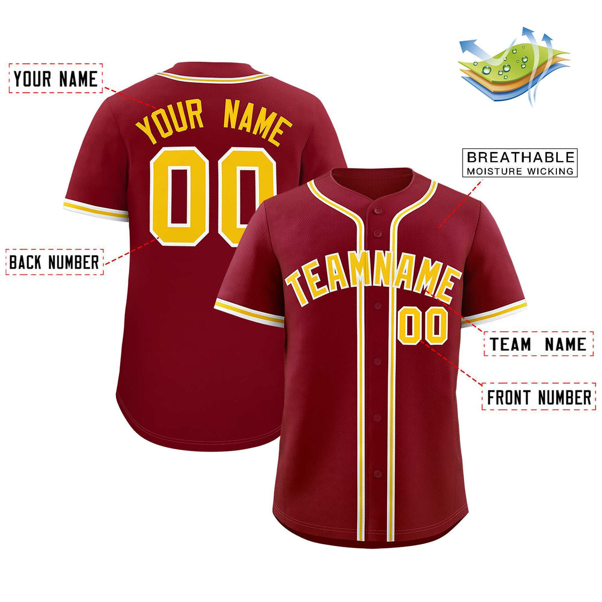 Custom Crimson Classic Style Authentic Baseball Jersey
