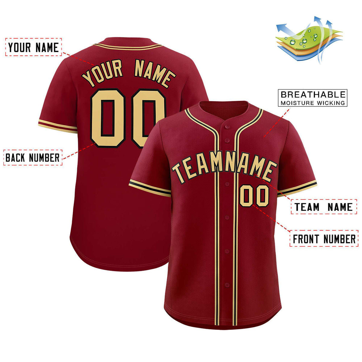 Custom Crimson Classic Style Authentic Baseball Jersey