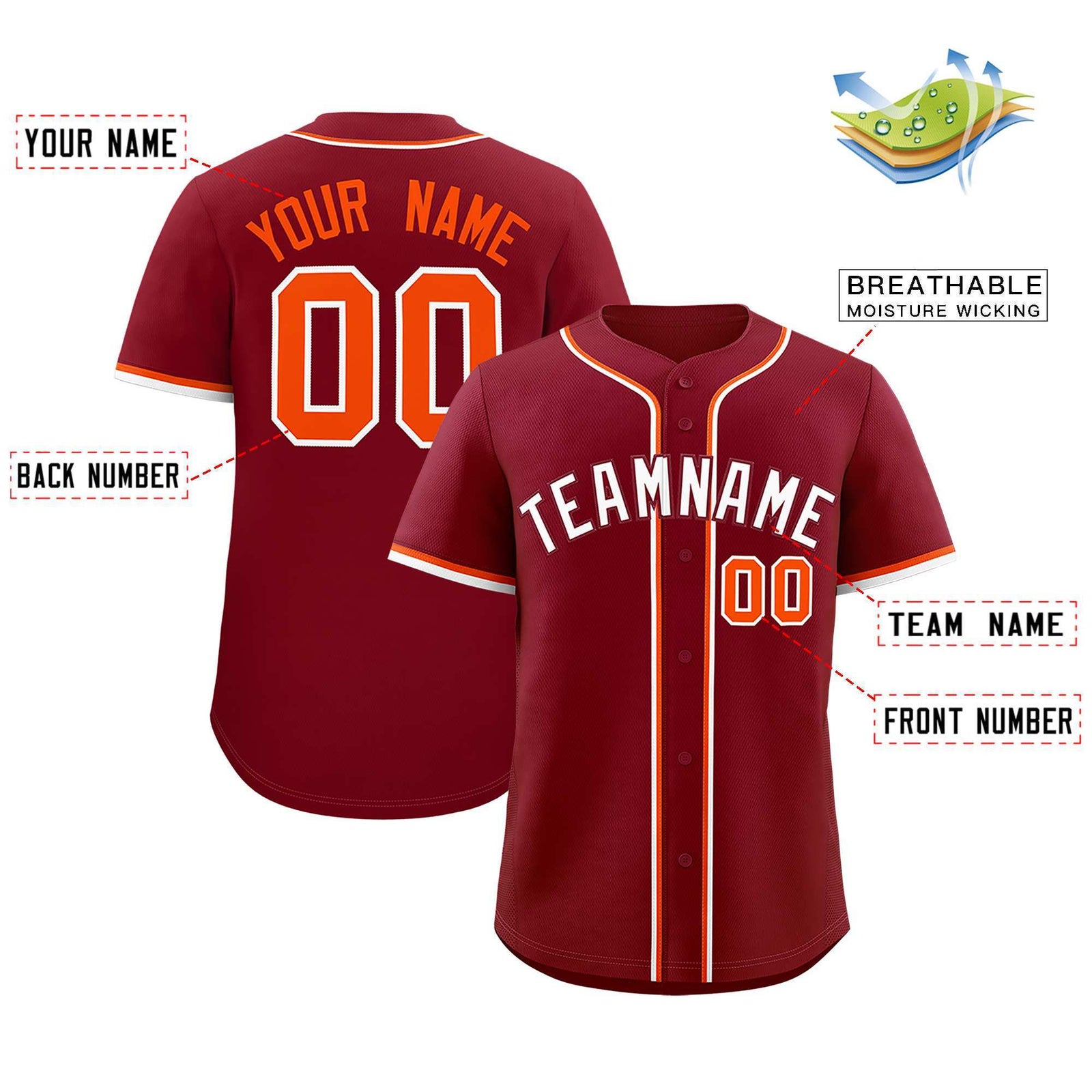 Custom Crimson Classic Style Authentic Baseball Jersey