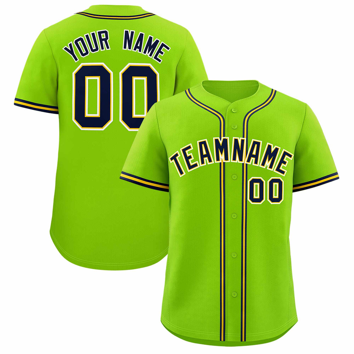 Custom Neon Green Classic Style Authentic Baseball Jersey
