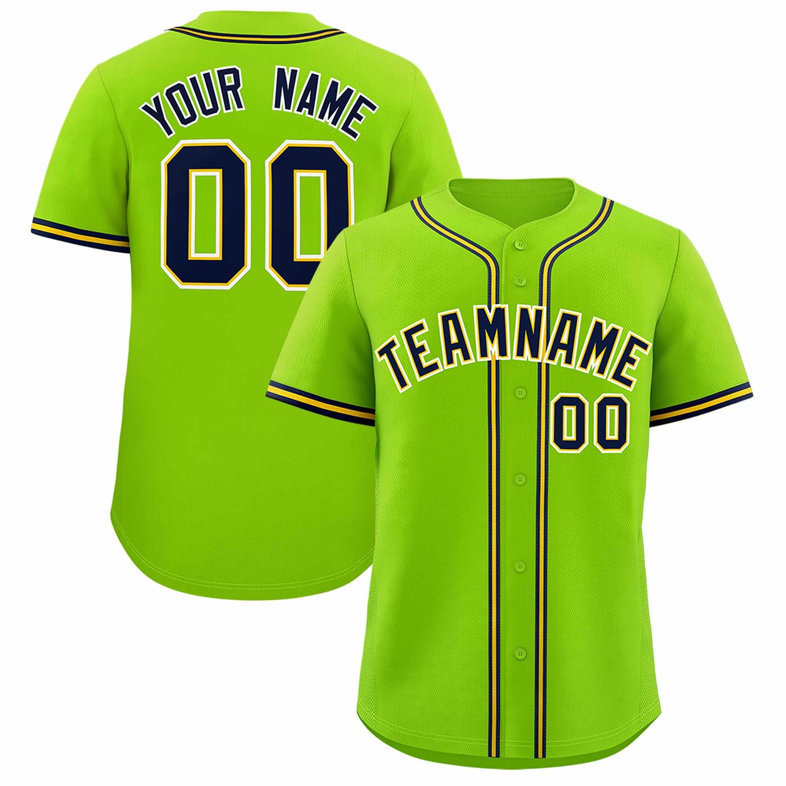Custom Neon Green Classic Style Authentic Baseball Jersey