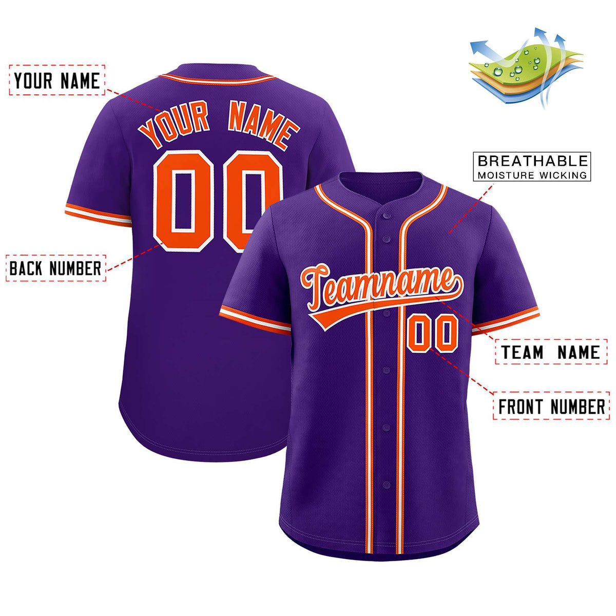 Custom Purple Classic Style Authentic Baseball Jersey