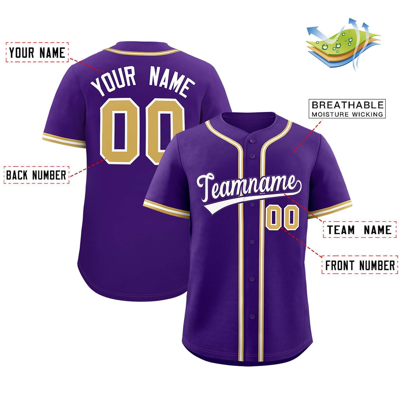 Custom Purple Classic Style Authentic Baseball Jersey