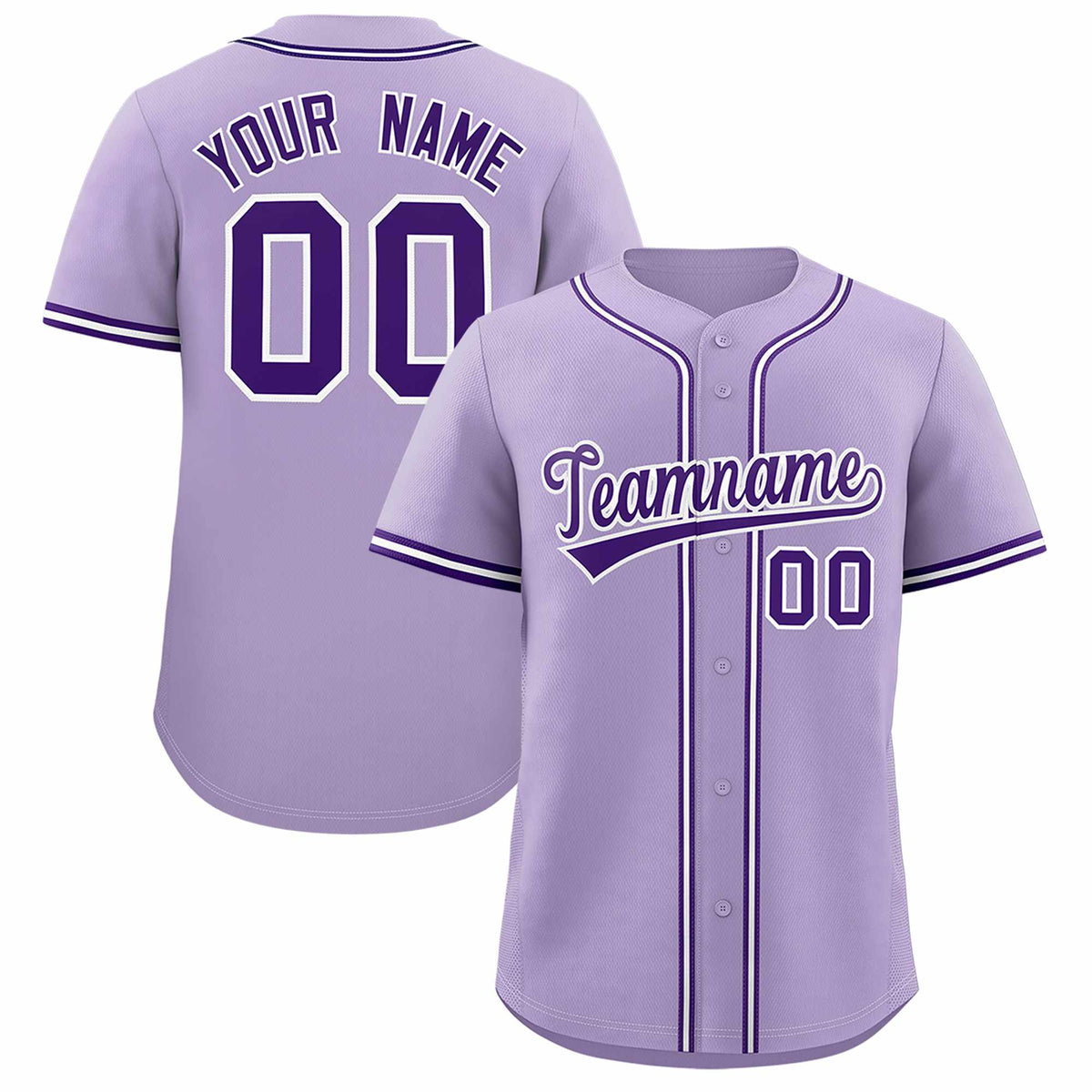 Custom Light Purple Classic Style Authentic Baseball Jersey