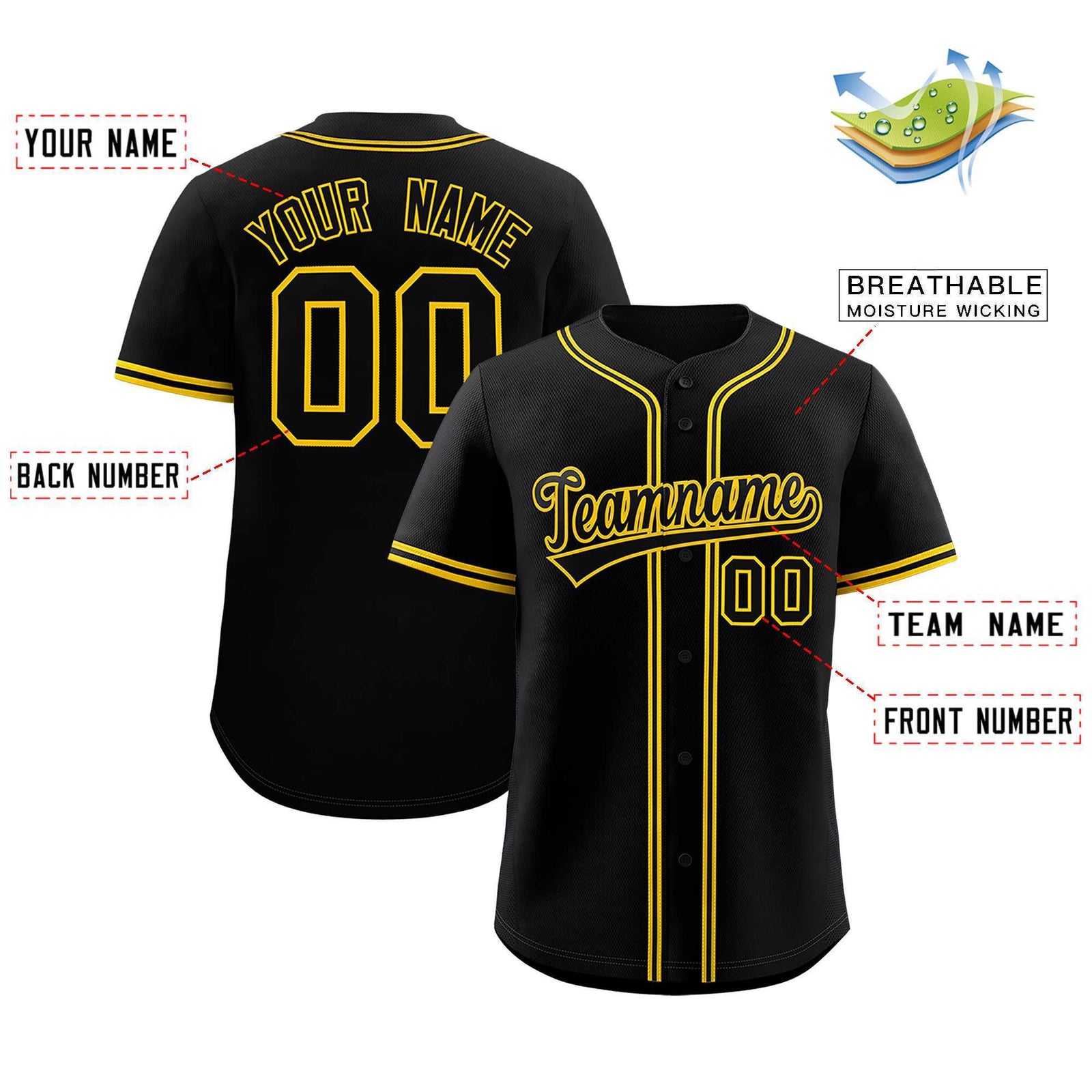 Custom Black Classic Style Authentic Baseball Jersey
